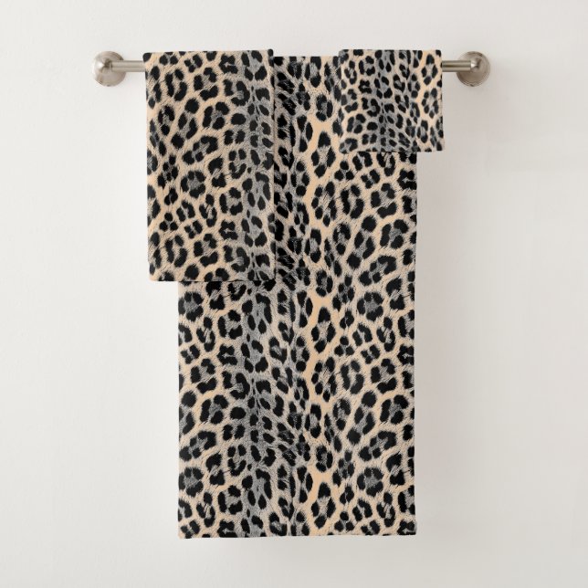 Conjunto De Toalhas Padrão monocromático preto e branco, leopardo (Insitu)