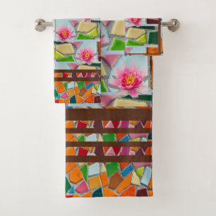 Conjunto De Toalhas Padrão Mosaico de Water Lily Penny Brown