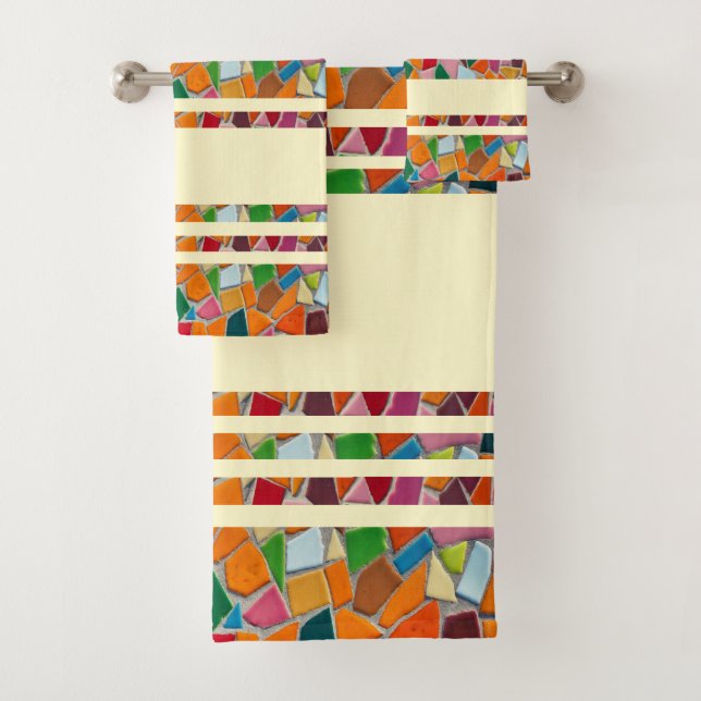 Conjunto De Toalhas Padrão Mosaico Lemon Chiffon (Insitu)