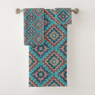 Conjunto De Toalhas Padrão Mosaico Nativo Americano do Navajo