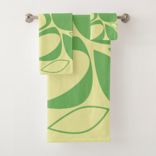 Conjunto De Toalhas Padrão Na moda Verde de Abstrato Amarelo Moderno