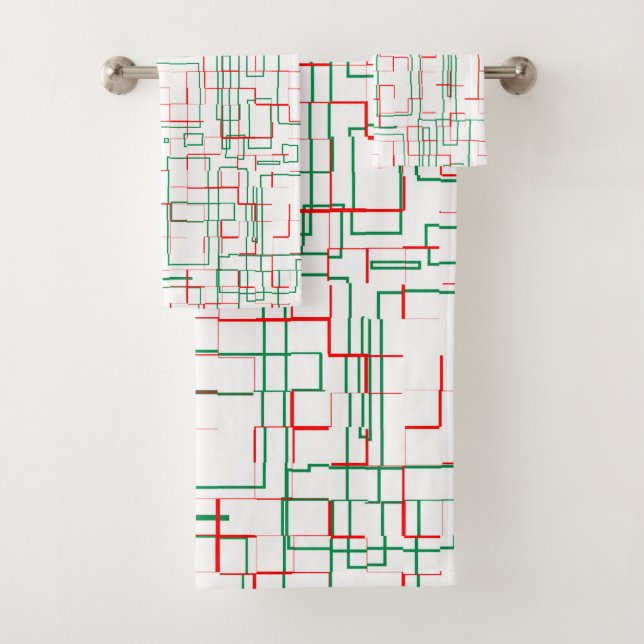 Conjunto De Toalhas Padrão na moda Vermelho e Verde (Insitu)