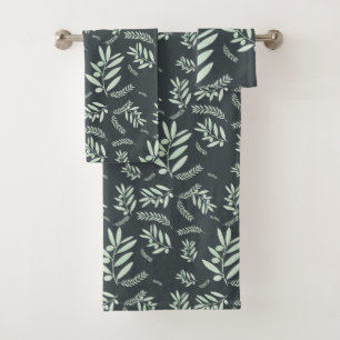 Conjunto De Toalhas Padrão natural do ramo da oliveira