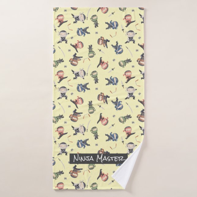 Conjunto De Toalhas Padrão Ninja Cónico Verde Azul Laranja Amarelo (Toalha de Banho)