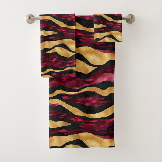 Conjunto De Toalhas Padrão ondulado de ouro (Insitu)