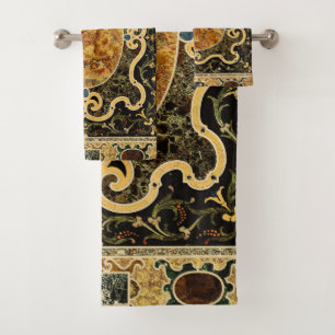 Conjunto De Toalhas Padrão Ornamental Antiquado De Gemstone Italiano