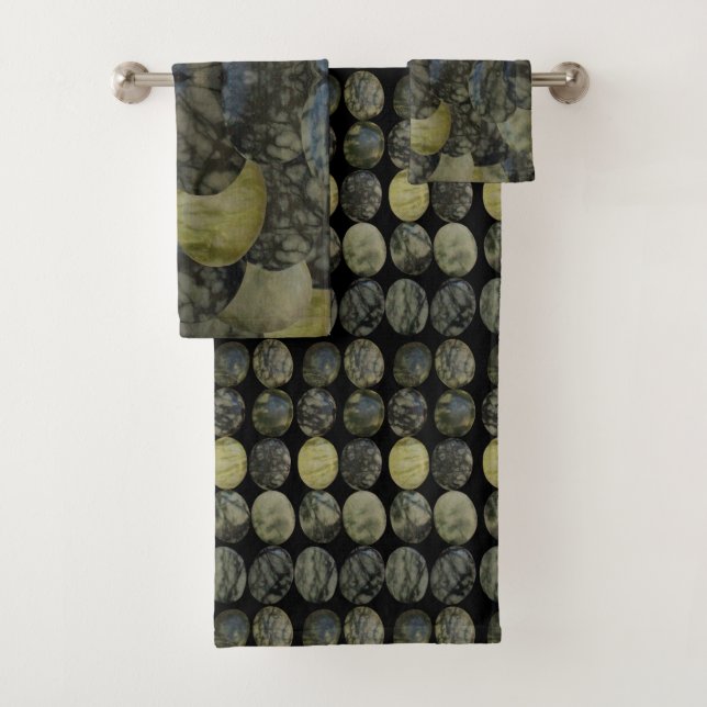 Conjunto De Toalhas Padrão Oval Banded Agate Gemstone Quatro Parte (Insitu)