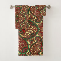 Padrão paisley vitoriano elegante, vermelho, ouro