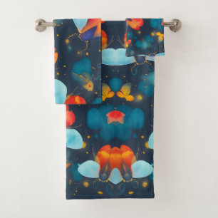 Conjunto De Toalhas Padrão Personalizado Colorido de Aquarela do Firef