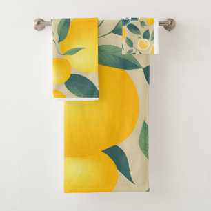 Conjunto De Toalhas Padrão Personalizado Colorido Geométrico de Limão