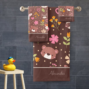 Conjunto De Toalhas Padrão Personalizado De Animais Da Floresta Cuta