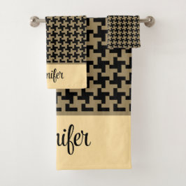 Conjunto De Toalhas Padrão Personalizado de Cabeça de Prego Dourado Ma