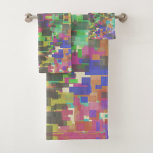 Conjunto De Toalhas Padrão Pixelado Além das Cores do Arco-Íris