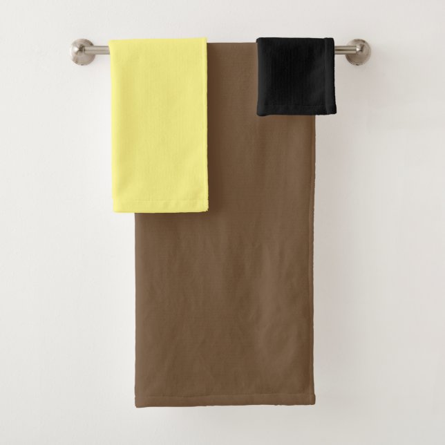 Conjunto De Toalhas Padrão Preto Amarelo Castanho (Insitu)