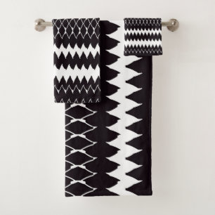 Conjunto De Toalhas Padrão Preto-Branco do Cevão