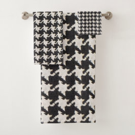 Conjunto De Toalhas Padrão Preto Branco Xadrez Escocês
