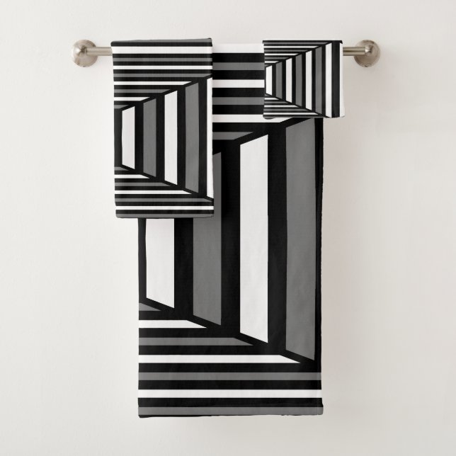 Conjunto De Toalhas Padrão preto e branco exclusivo (Insitu)