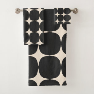 Conjunto De Toalhas Padrão Preto Elegante Moderno de Meio século Simpl