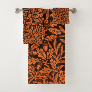 Conjunto De Toalhas Padrão Preto Laranja Queimado Vintage William Morr
