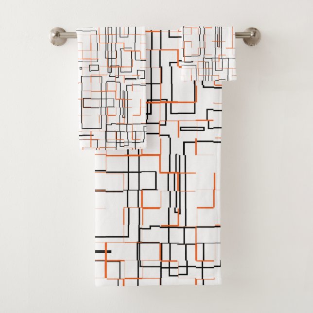 Conjunto De Toalhas Padrão Preto na moda Laranja (Insitu)