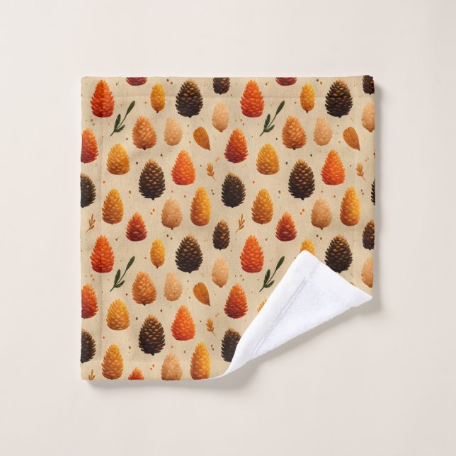 Conjunto De Toalhas Padrão Quente de Pinecones de Inverno (Pano de lavar)