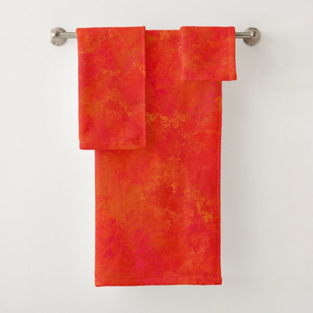 Conjunto De Toalhas Padrão Red Orange Abstrato (Insitu)