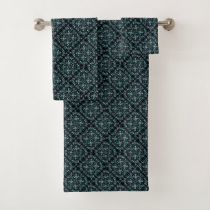 Conjunto De Toalhas Padrão Repetitivo Abstrato Aquático Sombreado com 