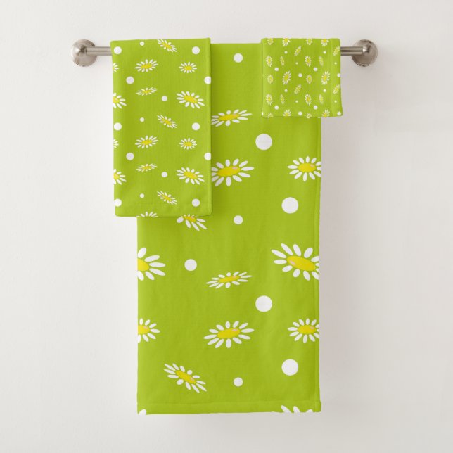 Conjunto De Toalhas Padrão Retro de Primavera com Bolinhas em Verde Li (Insitu)