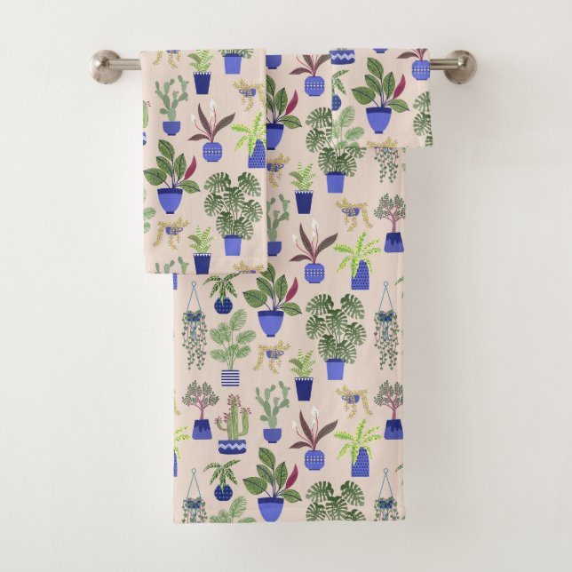 Conjunto De Toalhas Padrão Rosa Cactus (Insitu)