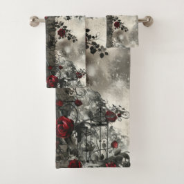 Conjunto De Toalhas Padrão Rosa de Jardim Gótico Vitoriano