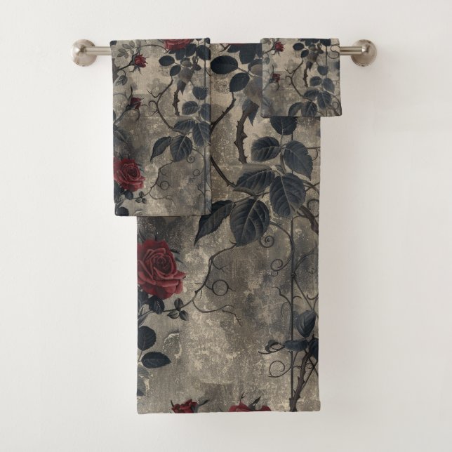 Conjunto De Toalhas Padrão Rosa de Jardim Gótico Vitoriano (Insitu)