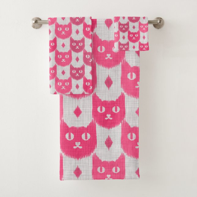 Conjunto De Toalhas Padrão rosa icat ikat (Insitu)