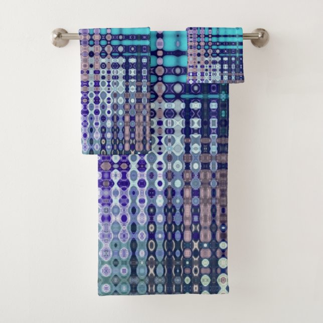 Conjunto De Toalhas Padrão Roxo e Teal Abstrato moderno (Insitu)