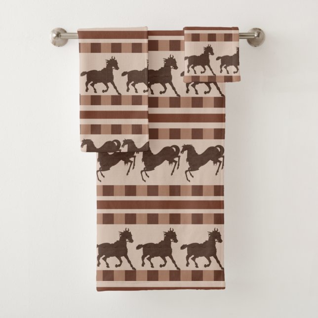 Conjunto De Toalhas Padrão Rustic Galloping Horse (Insitu)
