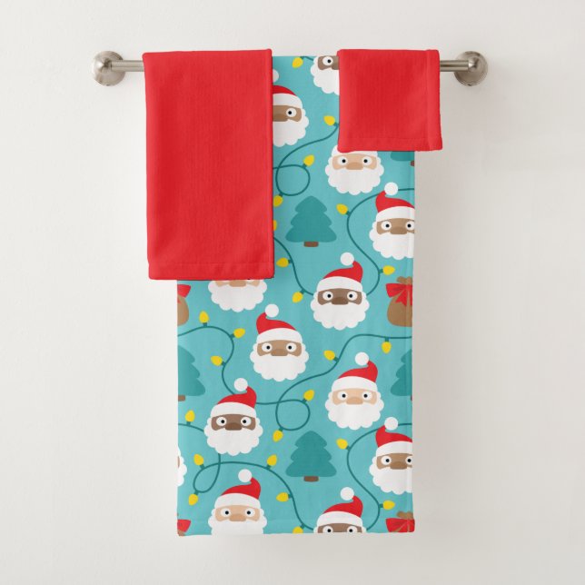 Conjunto De Toalhas Padrão Santa Clauses (Insitu)