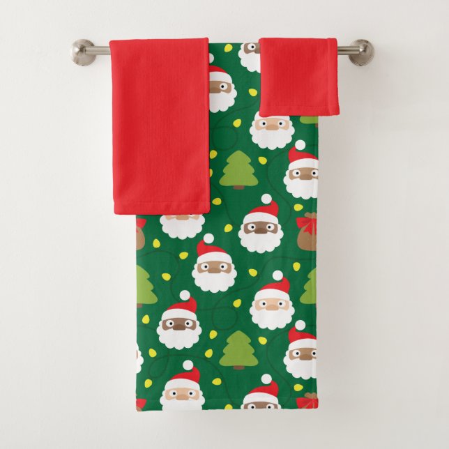 Conjunto De Toalhas Padrão Santa Clauses (Insitu)