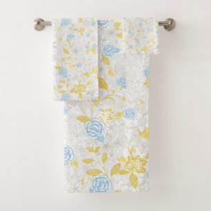 Conjunto De Toalhas Padrão sem costura da Flor Turquesa Floral