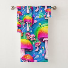 Conjunto De Toalhas Padrão sem costura de cogumelo
