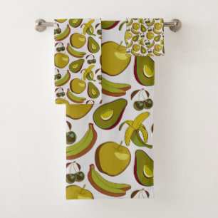 Conjunto De Toalhas Padrão sem costura de fruta tropical amarelo e bra