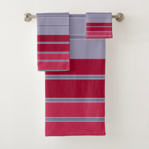 Conjunto De Toalhas Padrão simples de vermelho e cinza riscado
