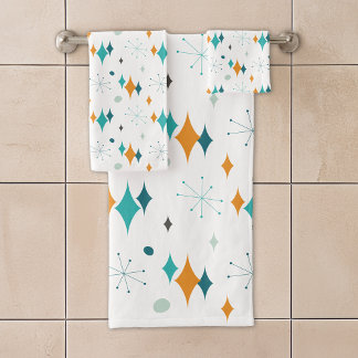 Conjunto De Toalhas Padrão Starburst Mid Century Modern