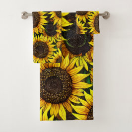 Conjunto De Toalhas Padrão Sunny Large Sunflower