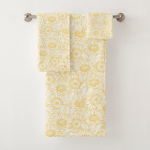 Conjunto De Toalhas Padrão Sunny Sunflower