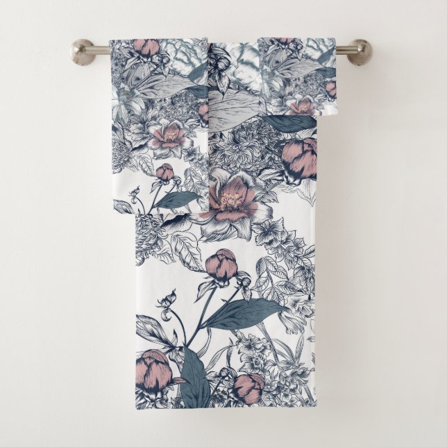 Conjunto De Toalhas Padrão Toile-De-Jouy (Insitu)