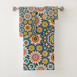 Conjunto De Toalhas Padrão Tradicional Boho Mosaico Marroquino
