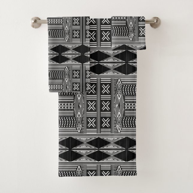 Conjunto De Toalhas Padrão tribal Impressão Geométrico Africano (Insitu)