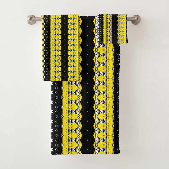 Conjunto De Toalhas Padrão Tribal Marrom e Preto (Insitu)