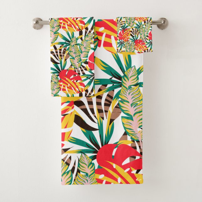 Conjunto De Toalhas Padrão tropical brilhante (Insitu)