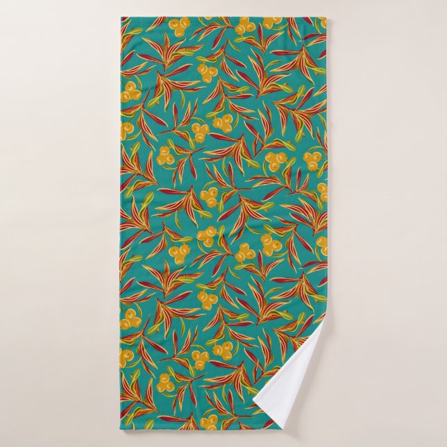 Conjunto De Toalhas Padrão Tropical com Folhas Vermelhas e Amarelas (Toalha de Banho)