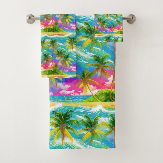 Conjunto De Toalhas Padrão tropical de Aloha impressão do Havaí (Insitu)